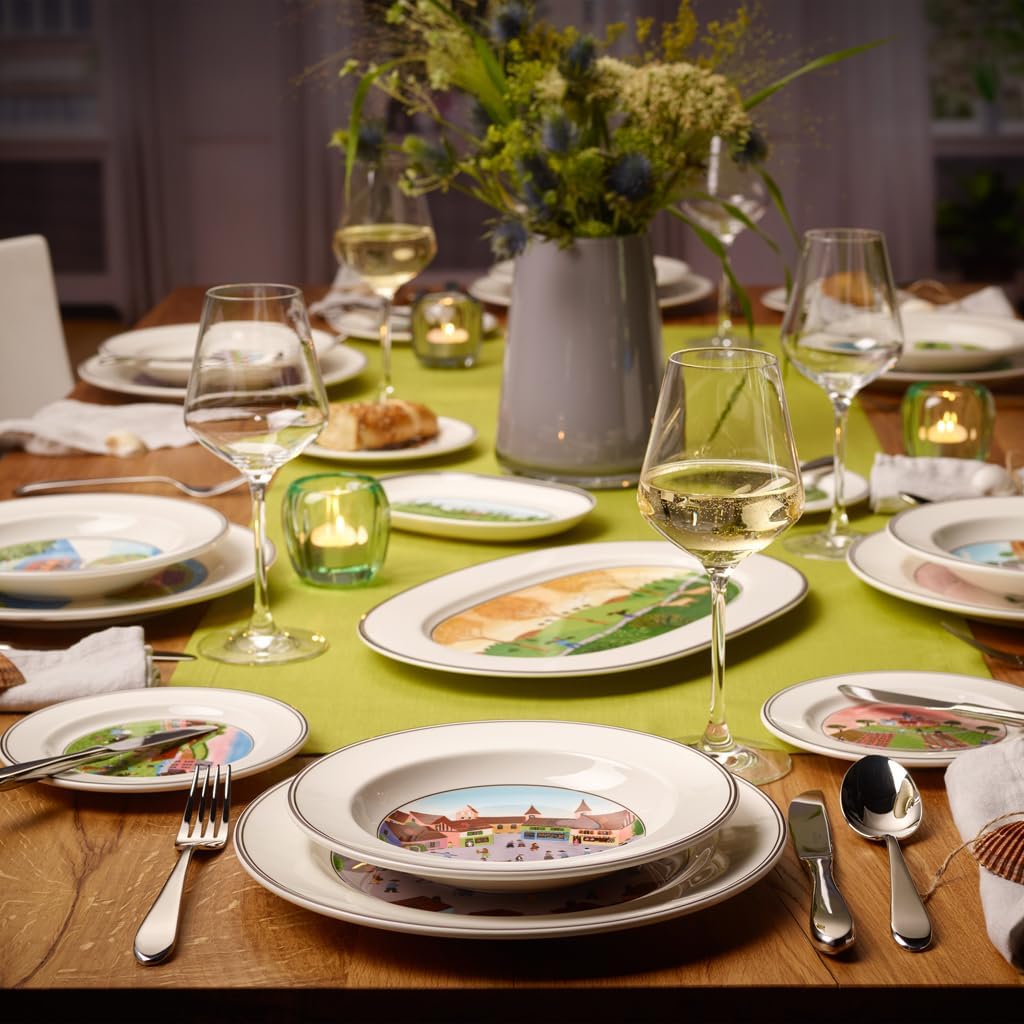 Villeroy & Boch Design Naif Rim Soup #2- Noah's Ark, 8.5 in, Premium Porcelain, White/Colorful