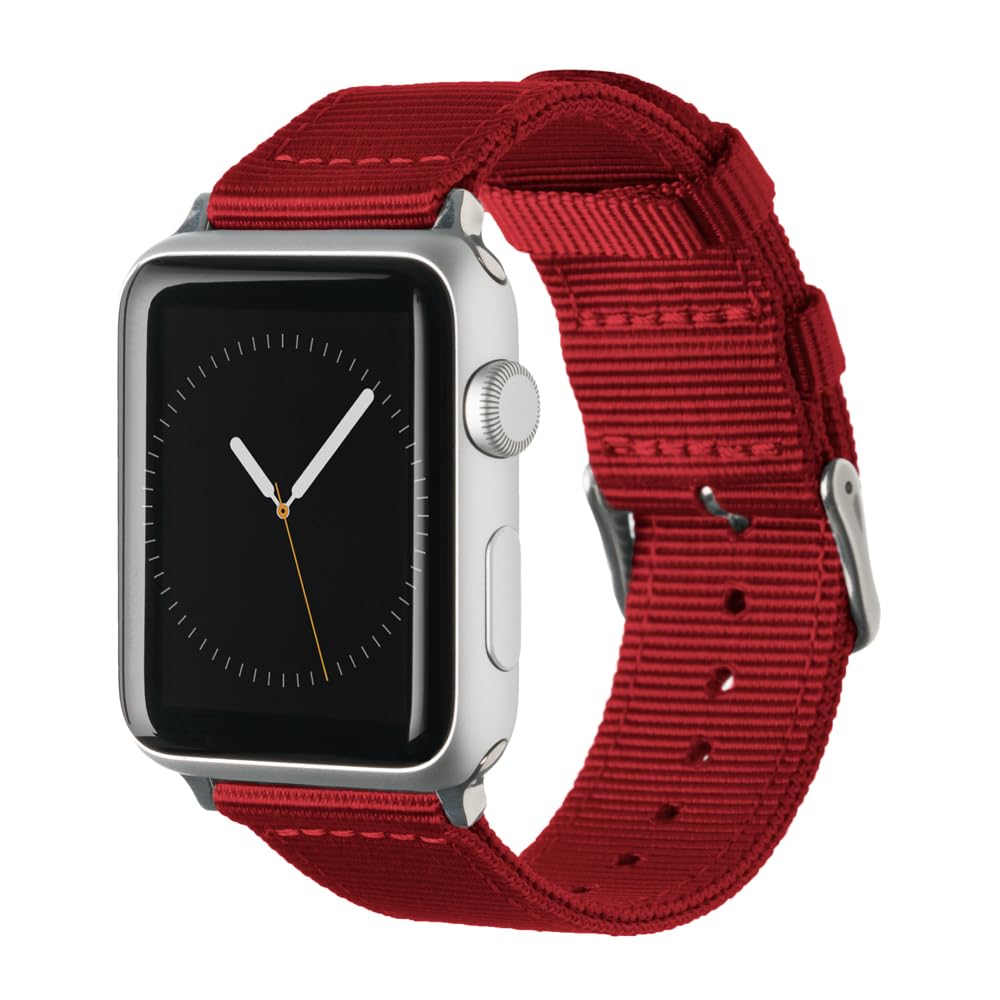 Archer Watch Straps - Premium Nylon Straps For Apple Watch (Red, Stainless, 44/45/46/49Mm)