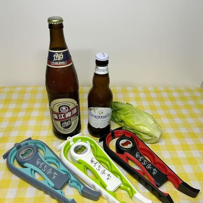 Multi-Function Bottle and Jar Opener, 6-in-1 Kitchen Tool,Glass Can Opener,Suitable for Kitchens and Dining Rooms,Can be Easily Opened by Women,Children and the Eldlely(Green)
