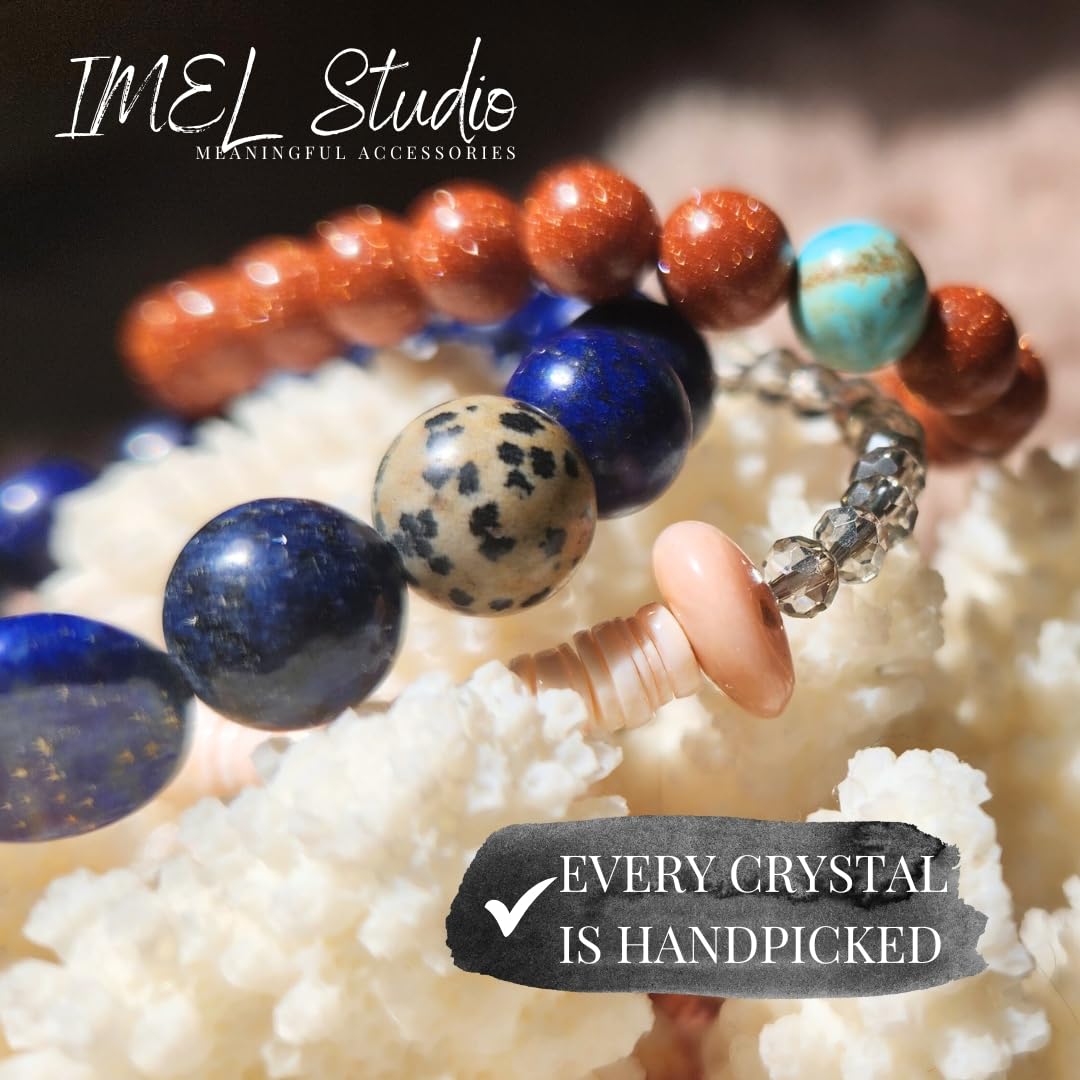 Handmade Jewelry: Crystal Bracelets for Women with Natural Gemstones - Boho Gifts by IMEL Studio (Turquoise Joy Radiance for revitalization and immunity)