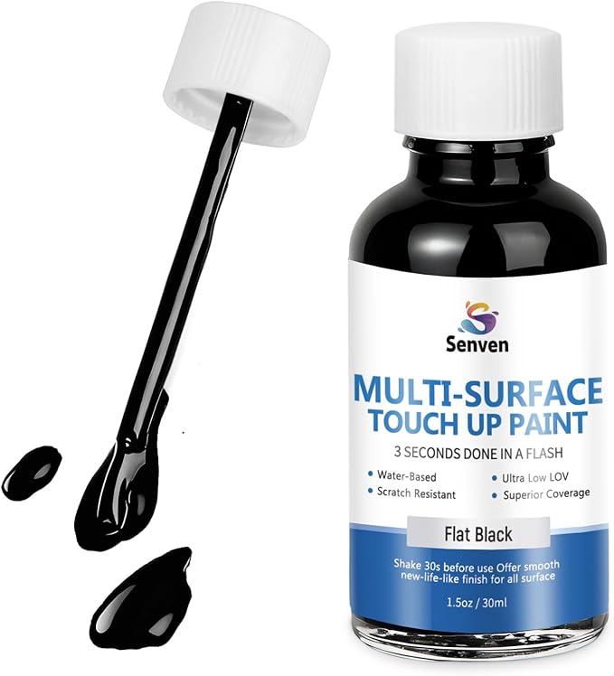 Black Touch Up Paint Pen, Flat Black Paint for Wall, Door, Cabinets, Furniture,Cabinet, Appliance, Refrigerators, Wood, Tub & Tile, Porcelain, Acrylic, Enamel (Flat Stain, 30ML) Quick-Dry, Non-Toxic