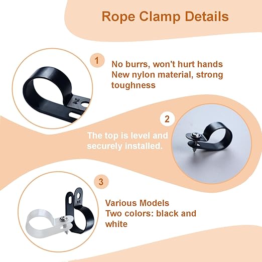 500 Pack 3/8 in Rope Light Clips Black,Rope Light Clips p-Style Mounting Clips Plastic Cable Clamps for Wire Management (Black-500p, 3/8)