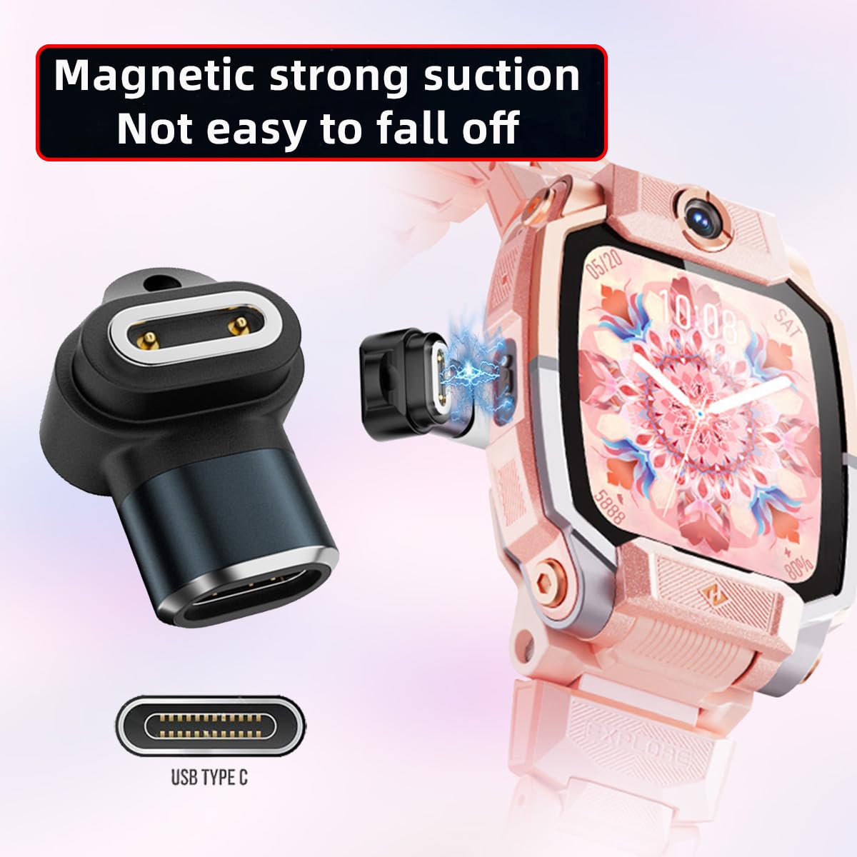 Cy Adapter 2Pcs/Lot Magnetic Smart Watch Charging Adapter Vertical Usb Type-C To 2-Pin Compatible With Imoo Z6 Z6S Z6Pro Z7 Z7A