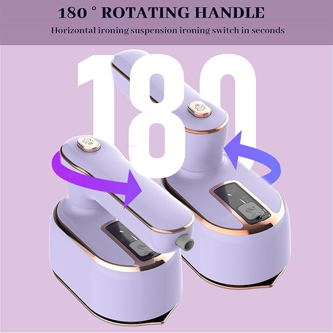 Portable Steam Iron，970W Dry Wet Dual Ironing Steam Hanging Ironing Machine，20S Rapid Preheating Large Water Tank Iron with Ergonomic Handle, Suitable for Home, Travel, Dormitory & Office (White)