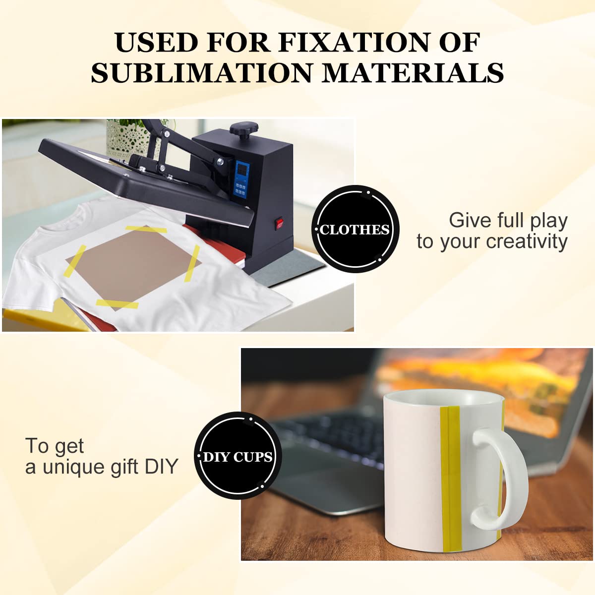 CoYlBod Polyimide Film Adhesive Tape High Temperature Tape 1 inch (25.4mm) X 33m,No Residue Heat Resistant Tape for Sublimation, Masking, 3D Printing, Electric Task, Soldering