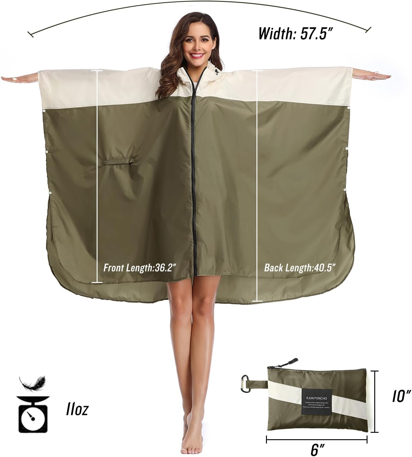SaphiRose Unisex Rain Poncho Hooded Waterproof Raincoat for Adults Women