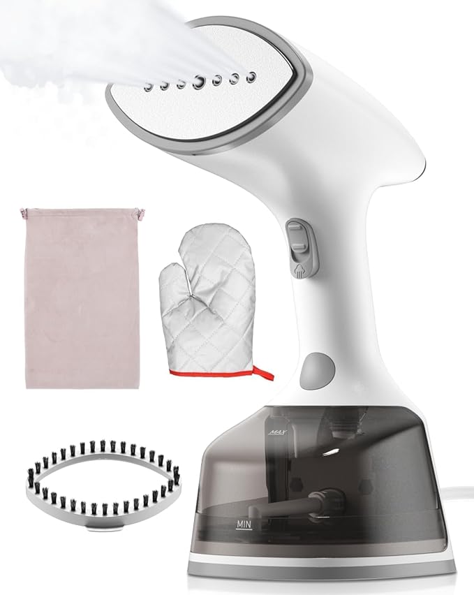 Upgrade Steamer for Clothes,1500W 30s Quick Heat Handheld Clothes Steamer,Fabric Wrinkles Remover Garment Steamer with Smart LCD,2 in 1 Clothing Iron with 300ml Tank and Fabric Brush (25s Quick Heat)