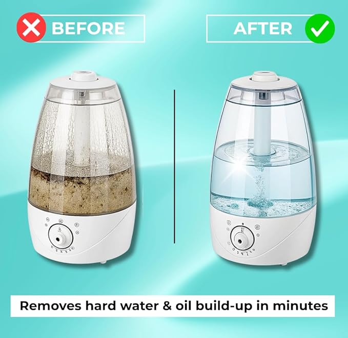 24 pack Humidifier Cleaning Tablets, Diffuser Cleaner for Stains, Residue & Mineral Deposits, Improves Mist Flow & Device Care, Simple Drop-In Formula