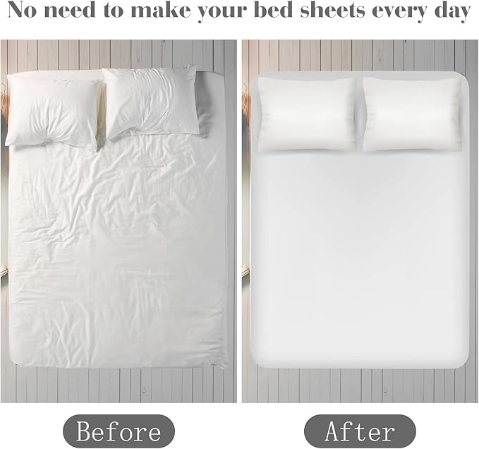 Morcheiong Bed Sheet Fasteners Straps - 4 Pack Adjustable Bed Sheet Holder Strap for Bedding Stays Bedsheet Tie Downs - Grey