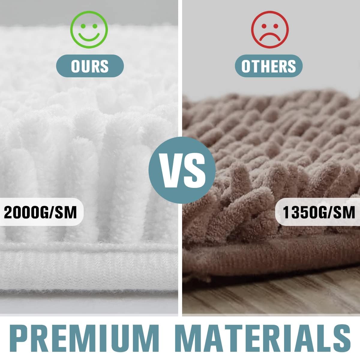 SONORO KATE Bathroom Rug,Non-Slip Bath Mat,Soft Cozy Shaggy Thick Bath Rugs for Bathroom,Plush Rugs for Bathtubs,Water Absorbent Rain Showers and Under The Sink (White, 36" x 24" Plus 32" x 20")