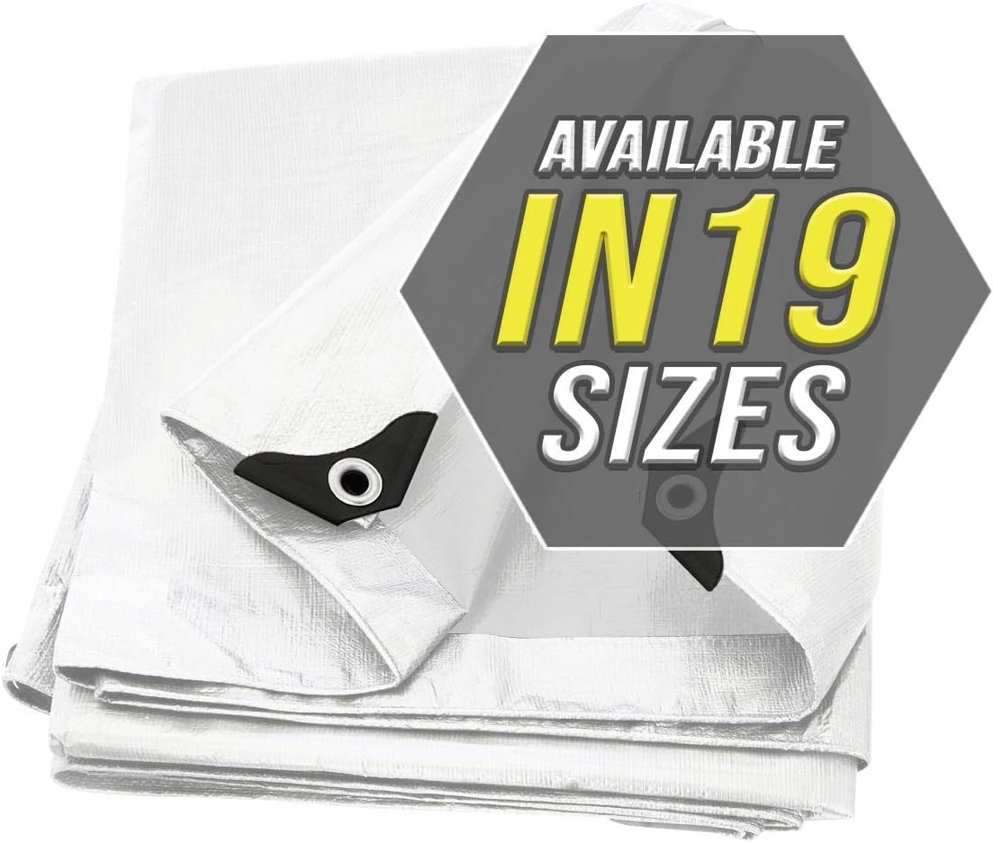 Large Waterproof Tarp - Heavy Duty 10 Mil Thick Poly Tarpaulin Ideal for Canopy Tents, Boats, RV or Pool Covers - Multipurpose Protective Tarps with Grommets for Indoor, Outdoor Use | 12' x 12' 2 Pack