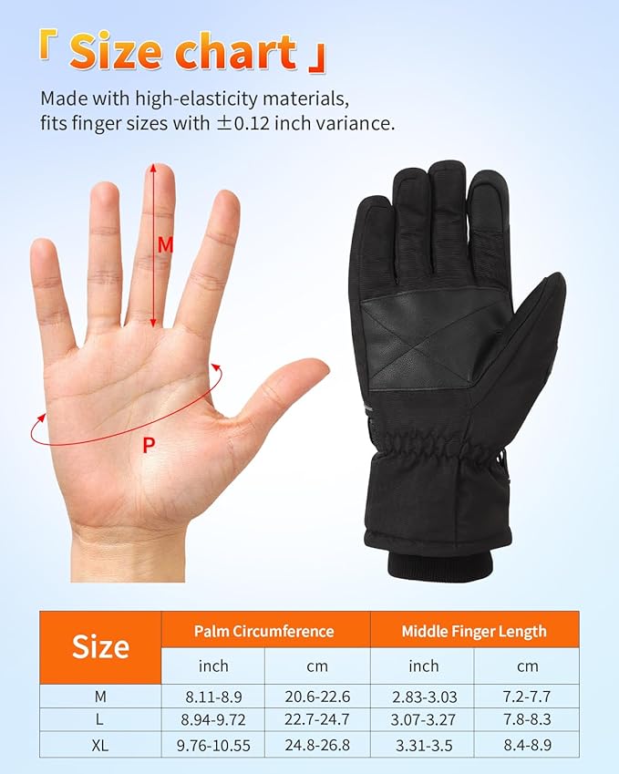 Heated Gloves for Men and Women, Full Hand Heating with Touchscreen, Dual Waterproof Warmer with 7.4V 3000mAh Battery, Electric Gloves for Winter Work Hunting Camping and Skiing