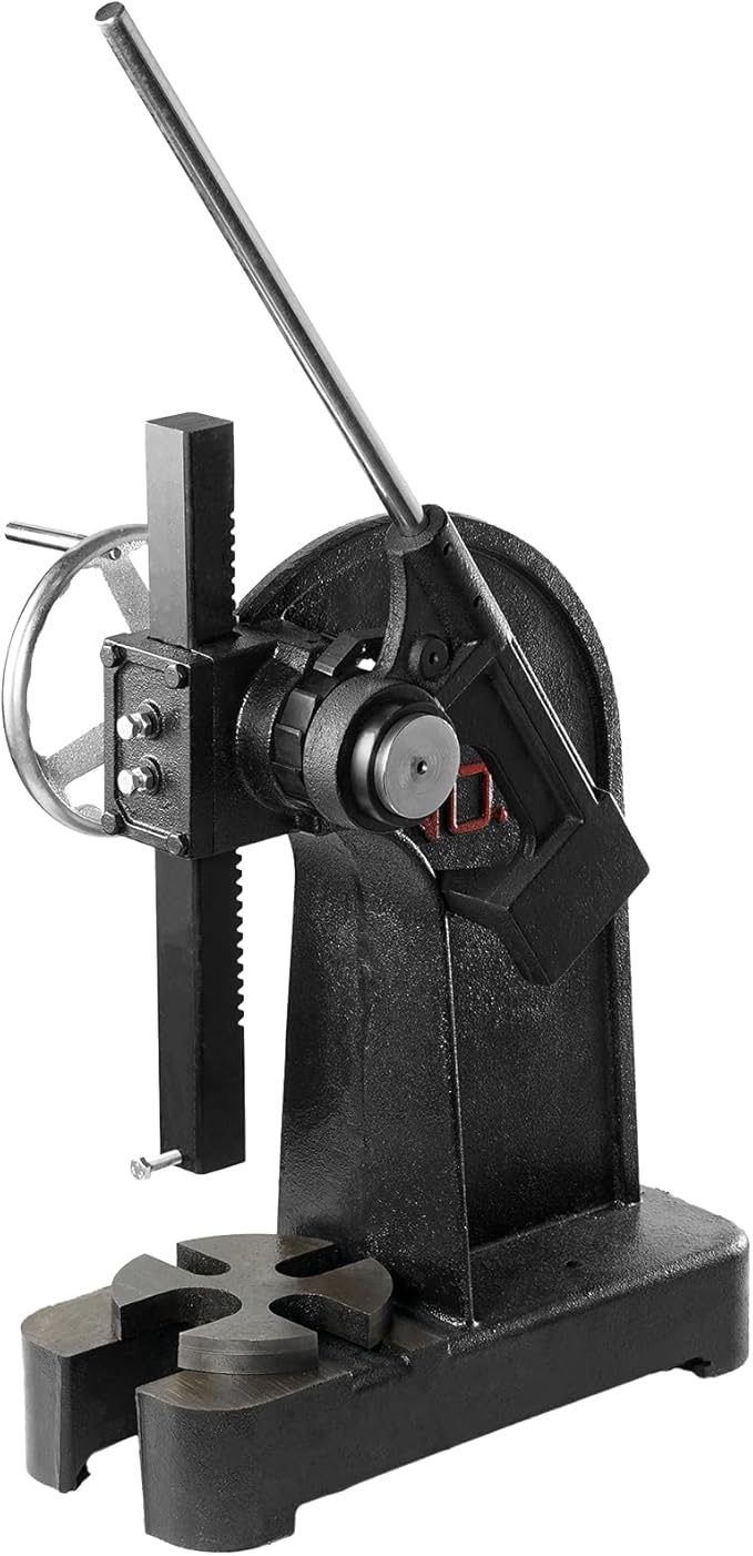 VEVOR Arbor Press, 3 Ton Ratchet Type Arbor Press, Ratchet Leverage Arbor Press with Handwheel, 12.2" Maximum Height, Cast Iron Manual Desktop Punch Press, for Stamping, Bending, Stretching, Forming