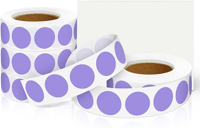 0.75 Inch 4Rolls of 4000 Colorful Dots Sealing Stickers,3/4"Round Permanent Adhesive Color Code Labels,Lavender Dots Stickers for Home Decorative, Storage Bins, Moving Containers & Organization