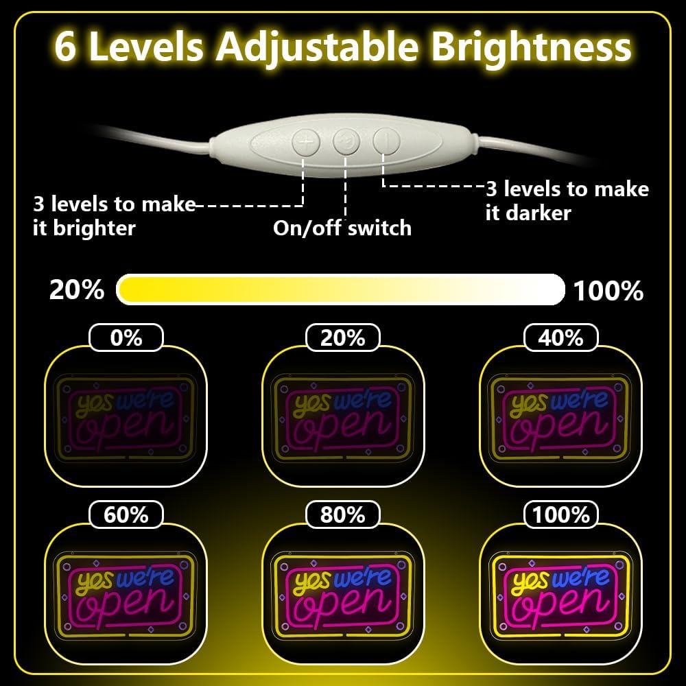 Open Neon Sign,Yes We Are Open Dimmable LED Light Signs for Wall Art Decor,Backdrop Gift for Business Coffee Shop Bar Bakery Hotel Store USB Powered（15.4"*9.7"）