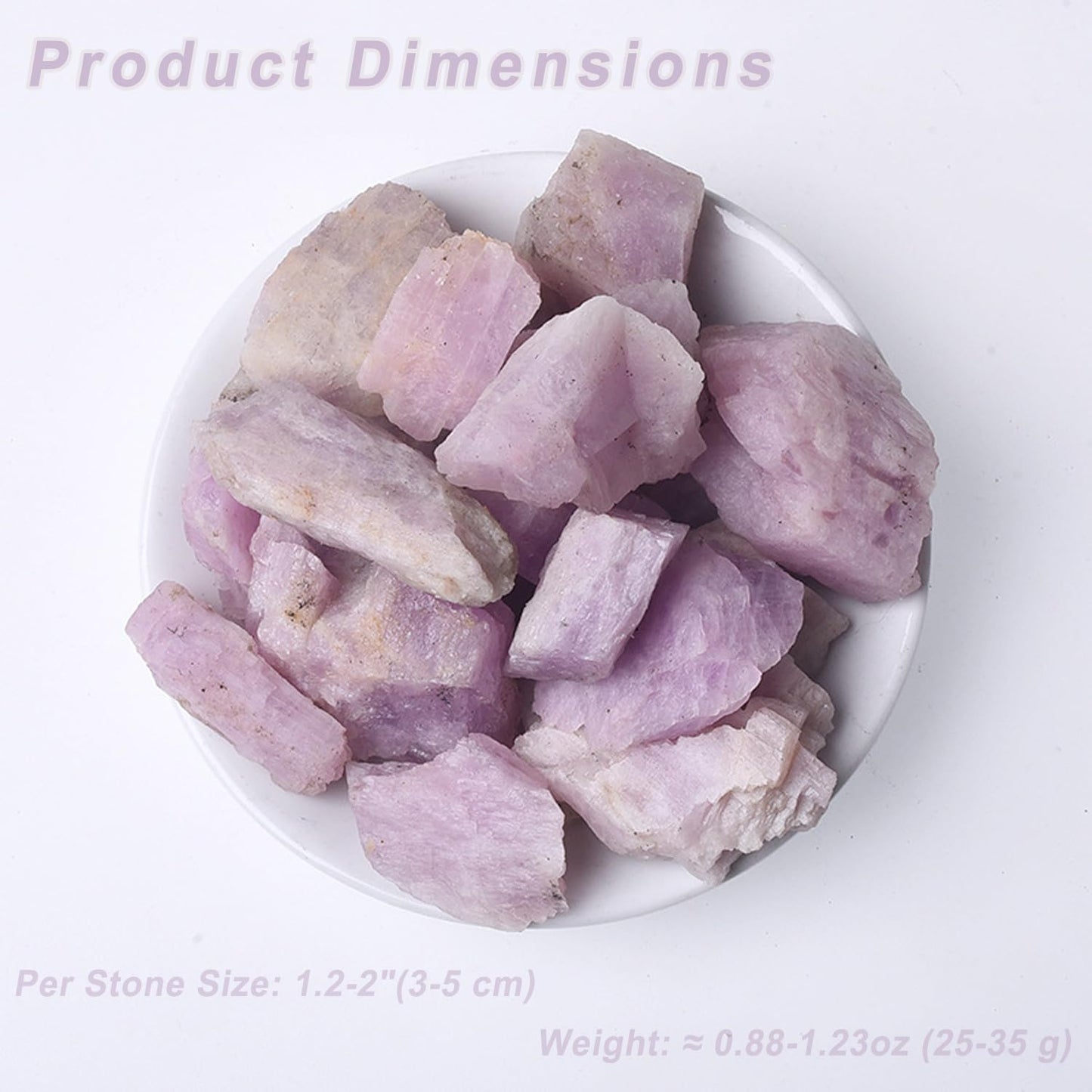Erliway 1.25-2" Natural Kunzite Raw Stone and Healing Crystals, Rough Stone for Tumbling, Cabbing, Fountain Rocks, Decoration, Raw Crystal and Healing Stones for Polishing, Wicca & Reiki