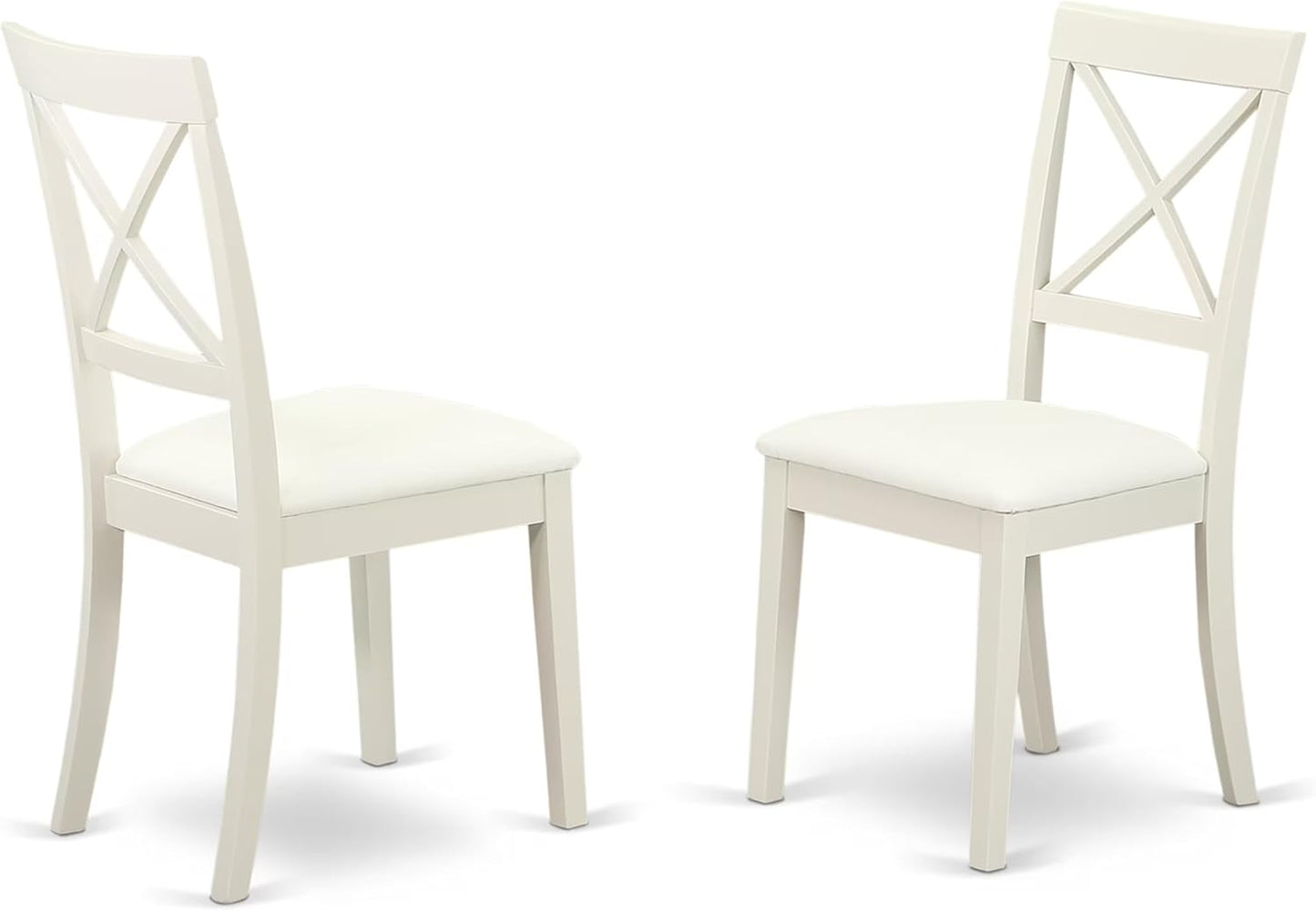 East West Furniture LGBO5-LWH-LC 5 Piece Dining Room Furniture Set Includes a Rectangle Kitchen Table with Butterfly Leaf and 4 Faux Leather Upholstered Chairs, 42x84 Inch, Linen White
