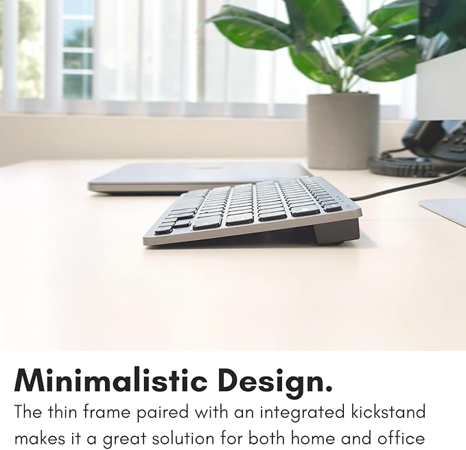 Macally Small USB C Keyboard - Plug & Play Compatible Wired Apple Keyboard for Mac mini, MacBook Pro/Air, iMac, iPad, Windows, Chromebook with USBC Port - Compact & Mini USB Type C - Space Gray
