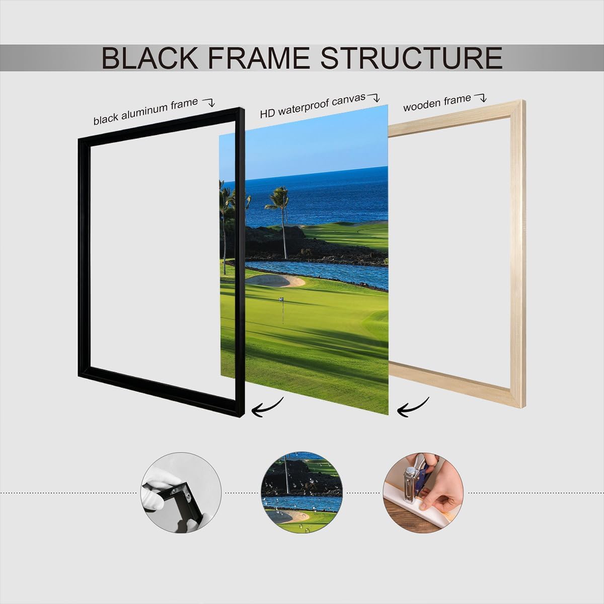 Trendy Golf Course Poster Golf Seascape Landscape Canvas Wall Art Sports Lover Aesthetic Pictures Prints Painting For Living Room Bedroom Office Wall Decor 24x36in Wframed
