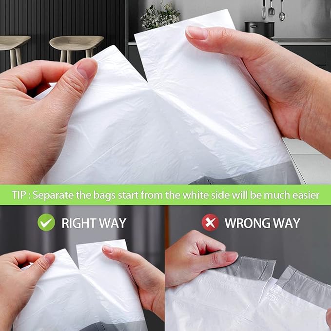 Teivio 1.6 Gallon 120 Counts Strong Drawstring Trash Bags Garbage Bags, Medium Kitchen Trash Can Bathroom Bin Liners, Plastic Trash Bags for Home Office Kitche, White