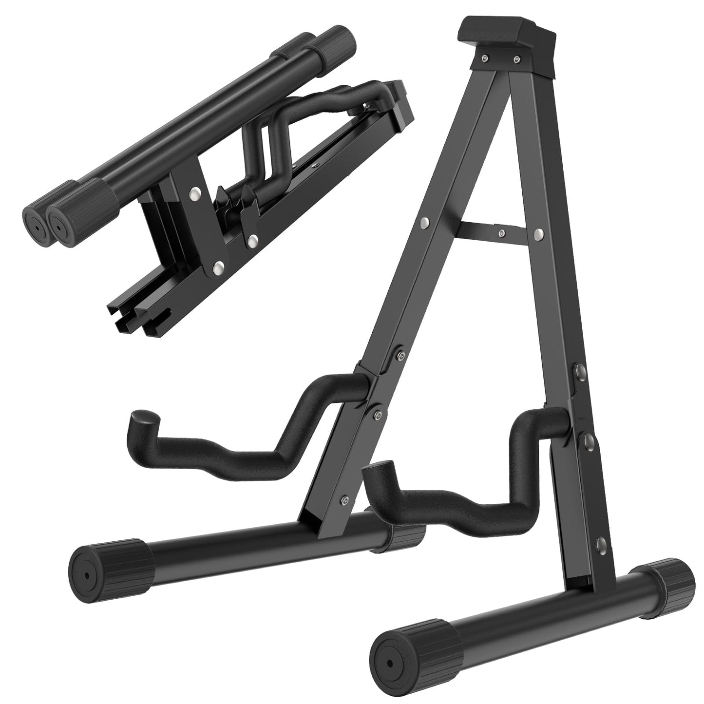 GLEAM Guitar Stand - Electric, Acoustic and Bass, Banjo Stand, A-Frame Metal Folding Guitar Rack with Non-Slip Rubber Sleeves an