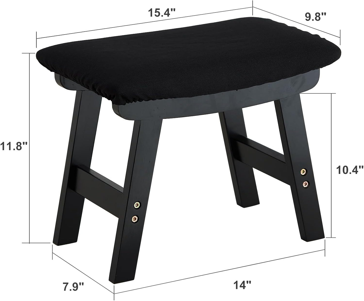 Foot Stool Ottoman Foot Rest Under Desk,Small Stool for Living Room, Bedroom and Kitchen (Black Legs - Black Stool Surface)
