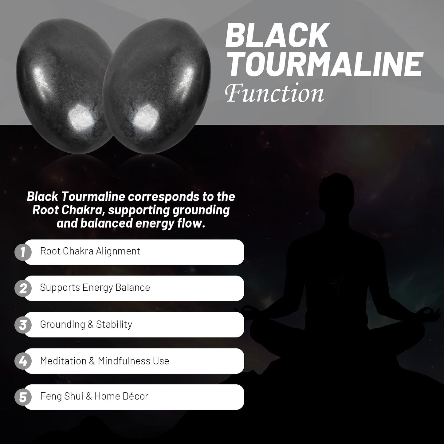 Black Tourmaline Palm Stone-2 Pcs Black Tourmaline Pocket Energy Stones, Smooth Healing Crystal Worry Stone (Black Tourmaline(2pcs))
