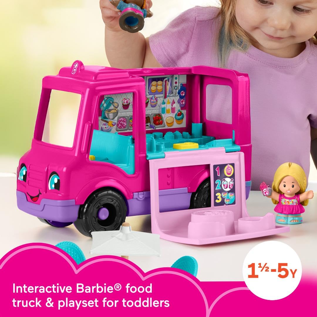 Fisher-Price Little People Barbie Toddler Toy Cupcake Truck Musical Playset with 9 Pieces for Pretend Play Kids Ages 18+ Months (Amazon Exclusive)