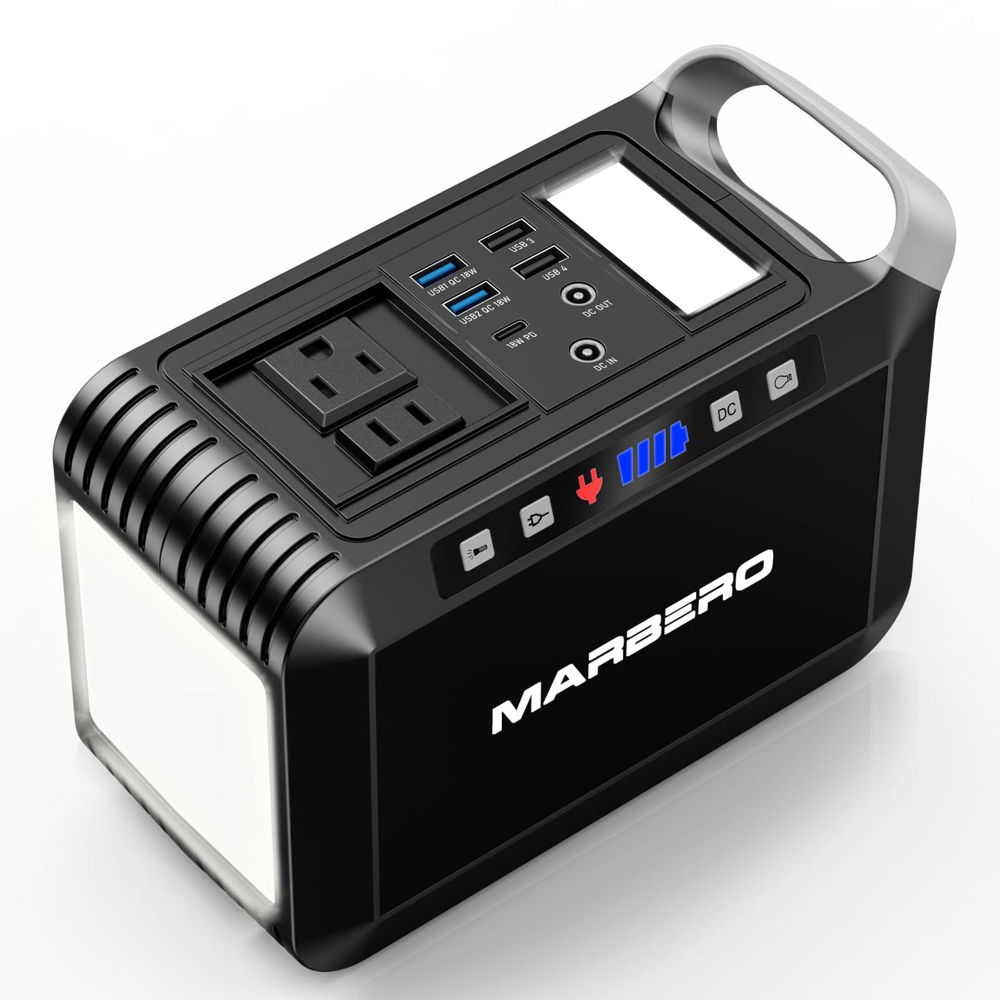 Marbero 237Wh Portable Power Station With 300W Ac Outlet, Mini Generator With Led Lights For Outdoor Camping Trip, Laptop Charge