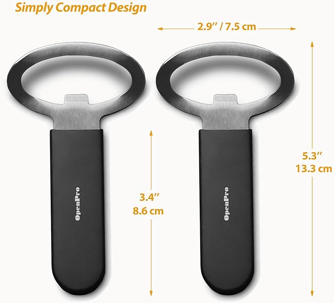 Magnetic 2-IN-1 Jar Opener, Bottle Opener, For Releasing Vacuum Seal, Heavy Duty Stainless Steel, Strong Magnet For Fridge, Great for Kids and Arthritis, 2-PCs, Black