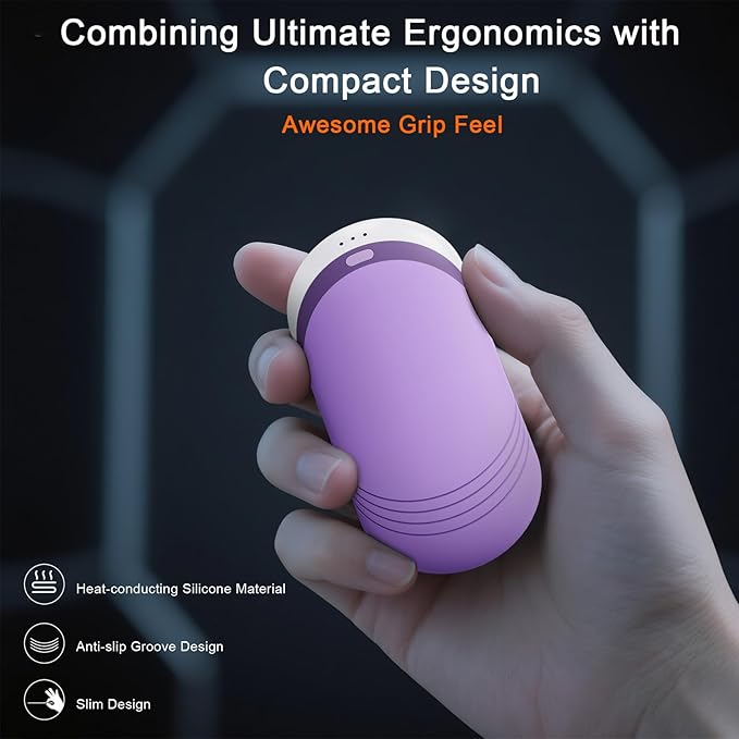 Karecel Thermally Conductive Silicone Rechargeable Hand Warmers 2 Pack, 6000mAh Double-Sided Heat AI Electric Hand Warmer, Portable Pocket Handwarmer, Fits in Gloves, Slim, Shockproof, Women Men Gifts