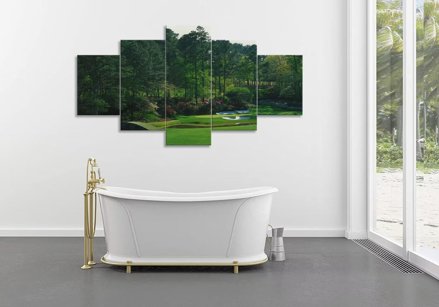 chenchenArt Augusta National Golf Course Wall Art for Living Room Bedroom Bathroom Home Decorations Augusta Golf Course Pictures Canvas Prints Framed Ready to Hang(60''W x 40''H)
