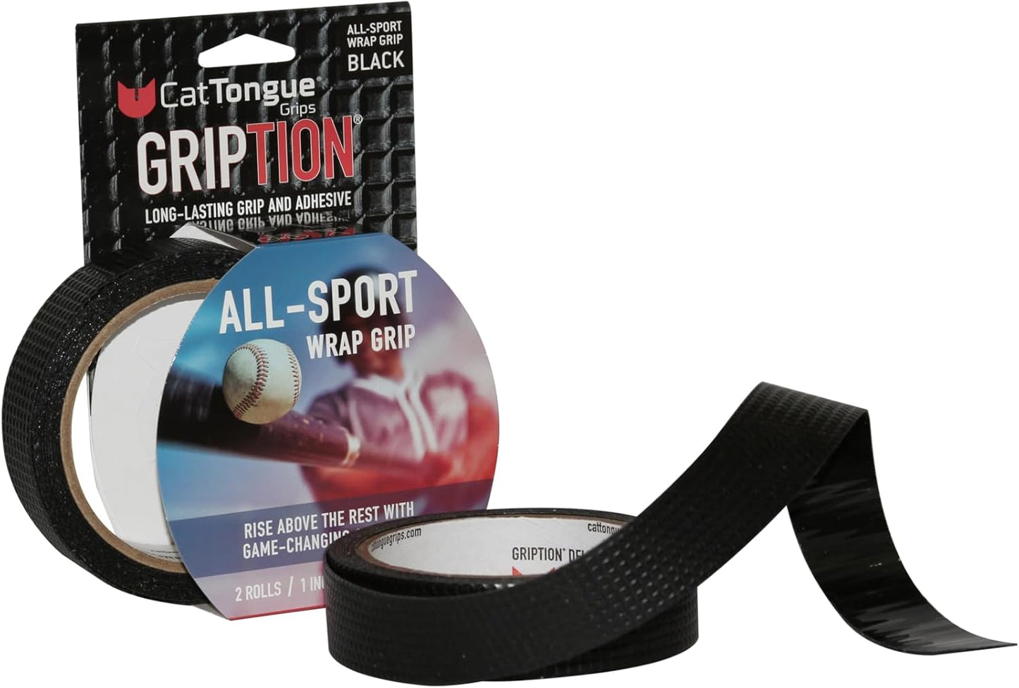 CATTONGUE GRIPS Sports Grip Tape Wrap - Wide Super Grippy Wrap - Anti-Slip Tape for Golf Clubs, Pull Up Bars, Baseball Bats, Lacrosse Sticks, Hockey Sticks, Pickleball Paddles & More