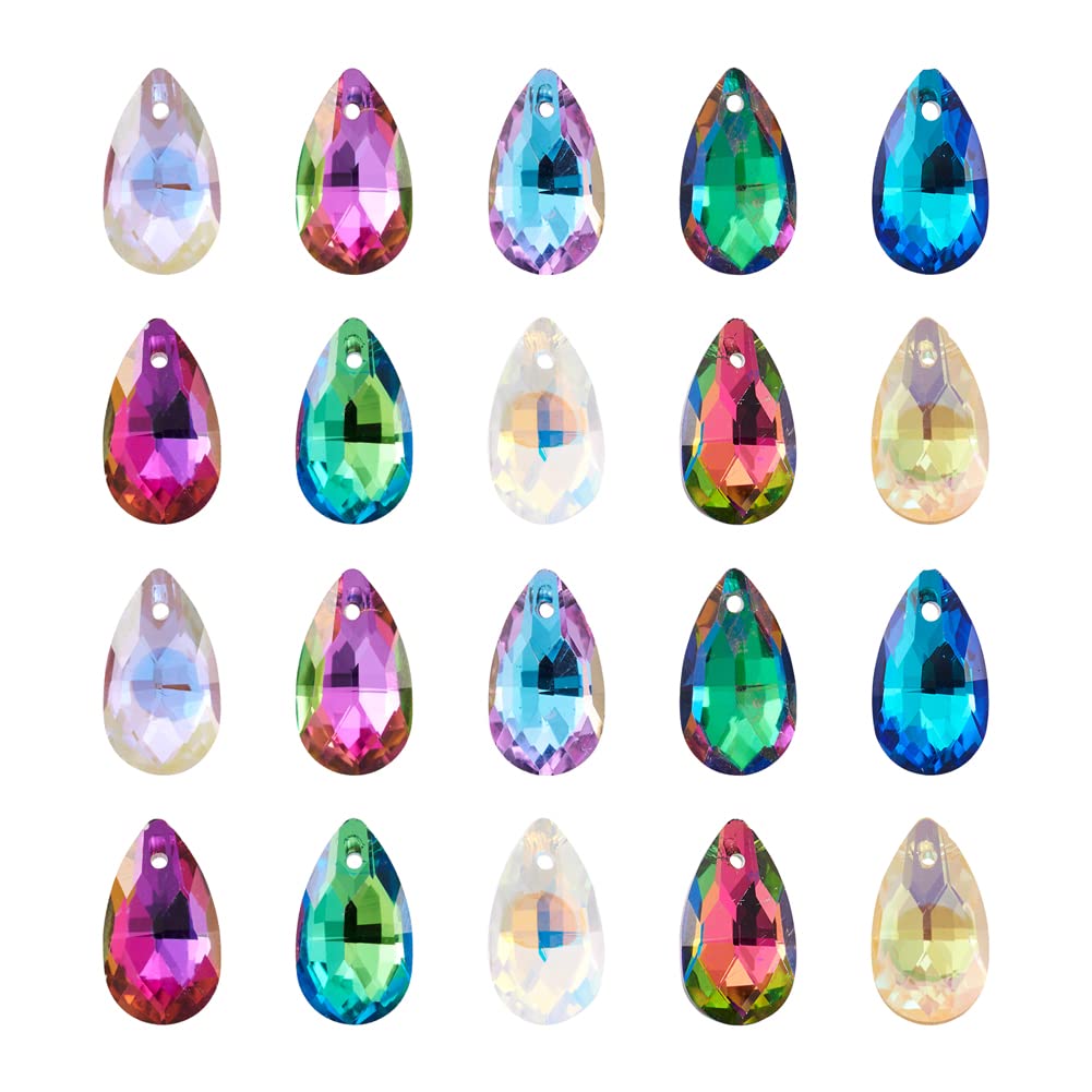 PH PandaHall Pandhall 100Pcs Crystal Teardrop Glass Beads Faceted Teardrop Beads Tear Drop Hanging Pendants for Women Necklace Bracelet Earring Jewelry Making