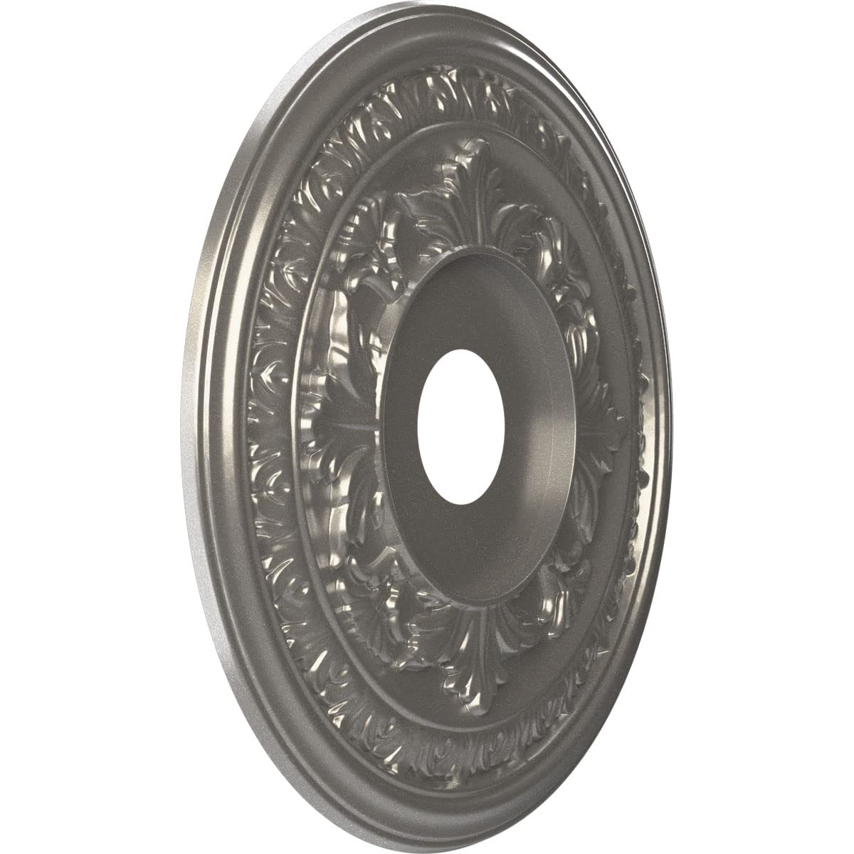 Ekena Millwork 19Od X 3 1/2Id X 1P Baltimore Thermoformed Pvc Ceiling Medallion (Fits Canopies Up To 7 3/4), Aged Dark Steel