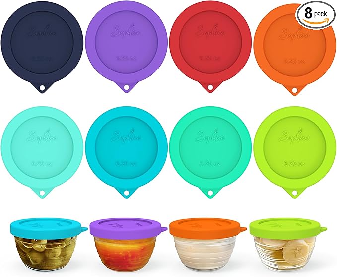 Sophico Silicone Replacement Lids for Libbey 6.25 ounce Small Glass Bowls, (Container not Included) 3.45-inch Diameter