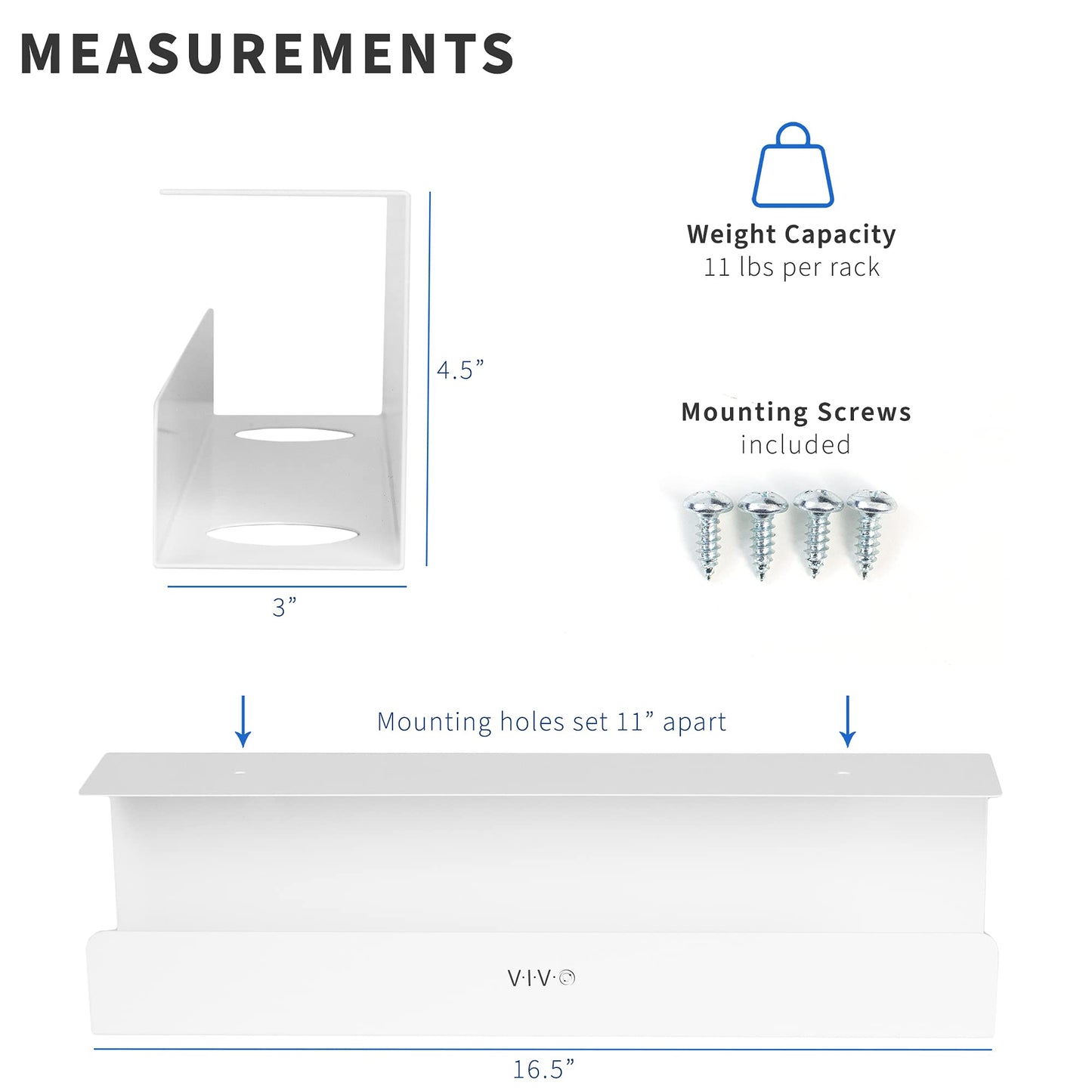 Vivo 2 Pack Under Desk 17 Inch Cable Management Tray, Cord Organizer, Home Office Desk Accessories, White, Desk-Ac06-2Cw