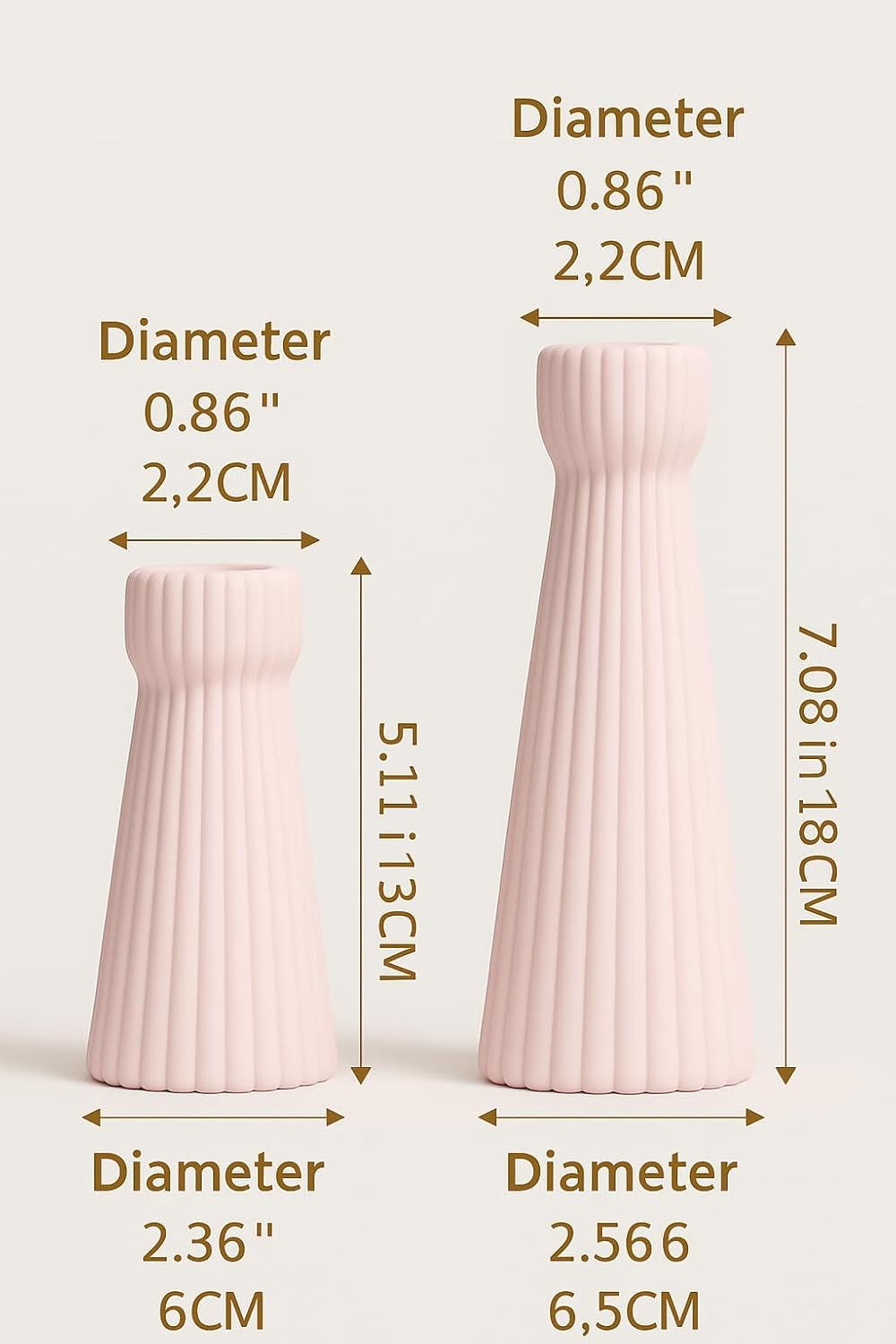 Taper Candle Holders for Candlesticks Ceramic Candle Stick Candle Holder- Set of 2 Decorative Candle Stand for Wedding Decor,Dinner Party and Table Centerpieces,Housewarming Gift Pink