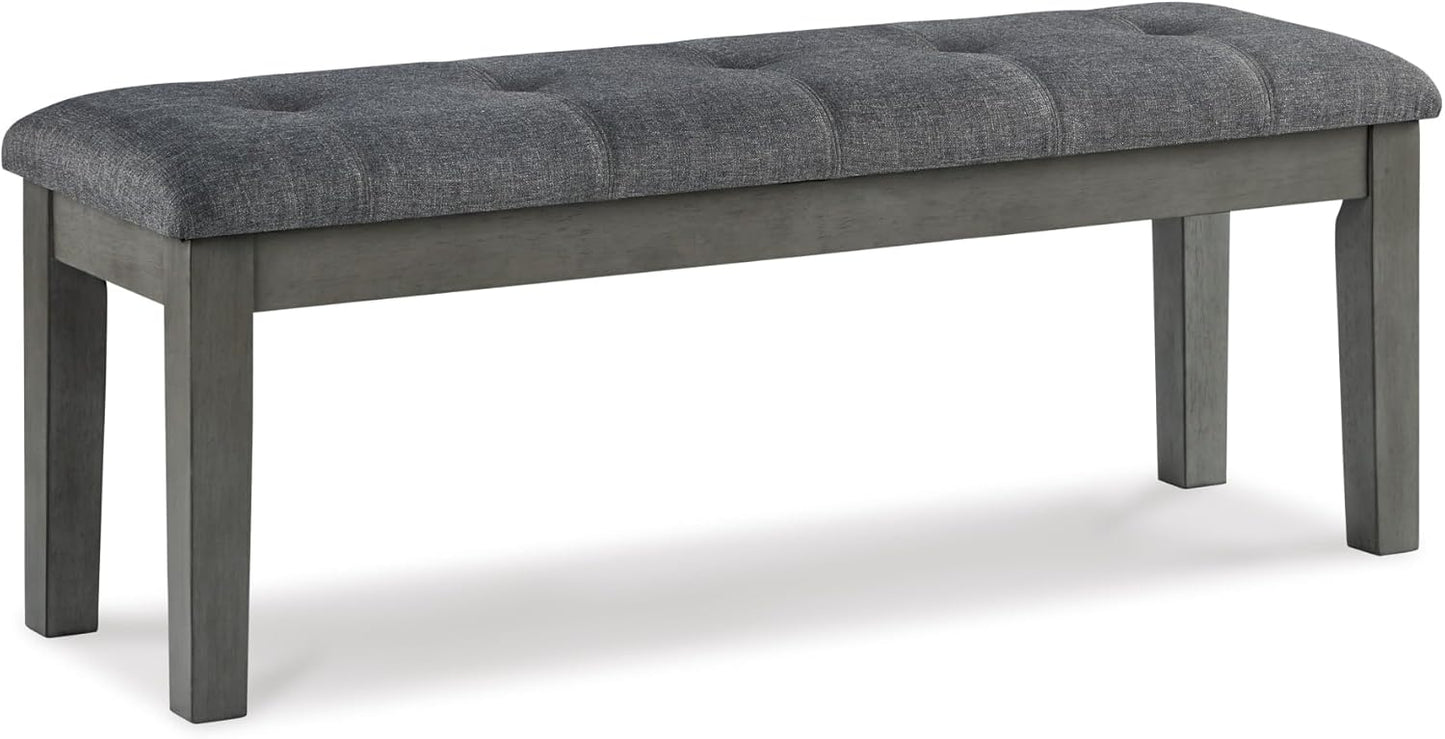 Signature Design by Ashley Hallanden Rustic Tufted Upholstered Dining Room Bench, Gray