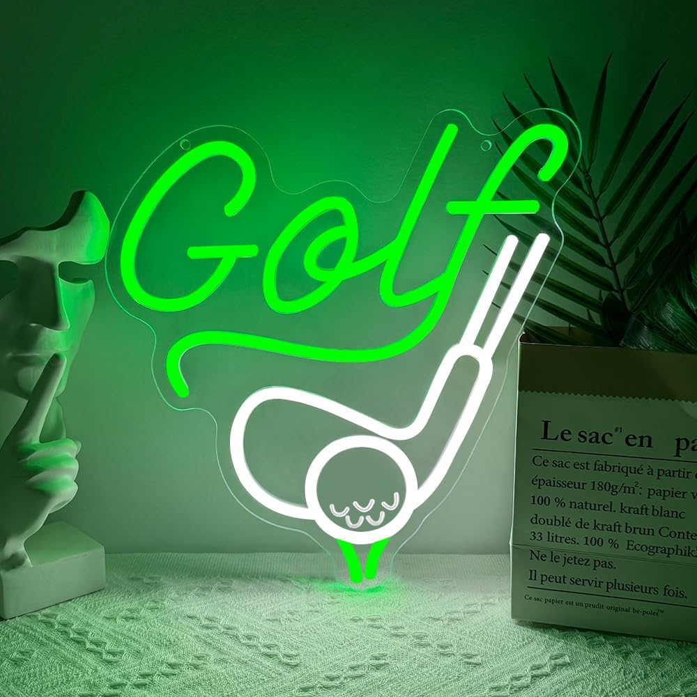 Golf Neon Sign,Sport Dimmable LED Light Signs for Wall Art Decor,Masters Golf Ball Backdrop for Bar Office Bedroom Club Party Man Cave,Gift for Men Women USB Powered（12.3"*11.9"）