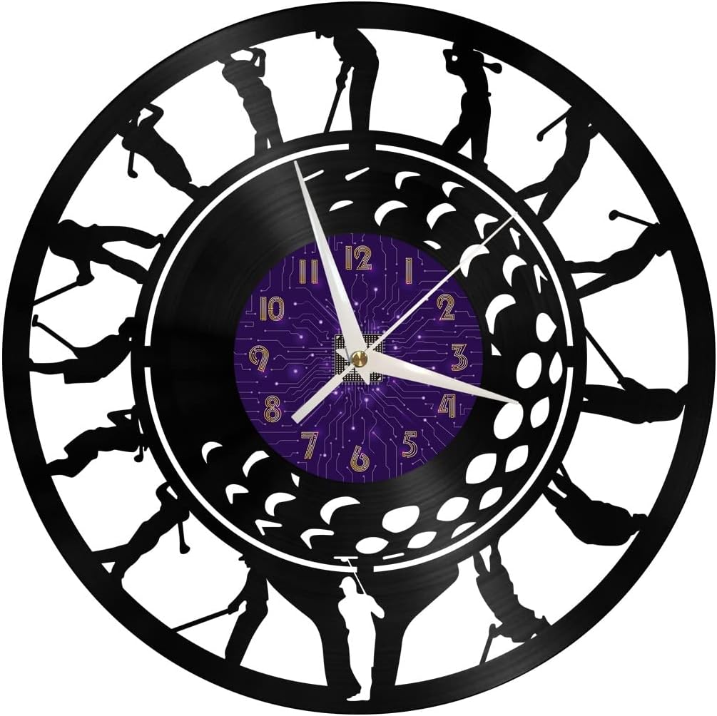 Generic Golf 2 Decoration Vinyl Wall Clock, Vinyl Record Clock Wall Art Silent & Non-Ticking(12 inchs P-LED), Purple
