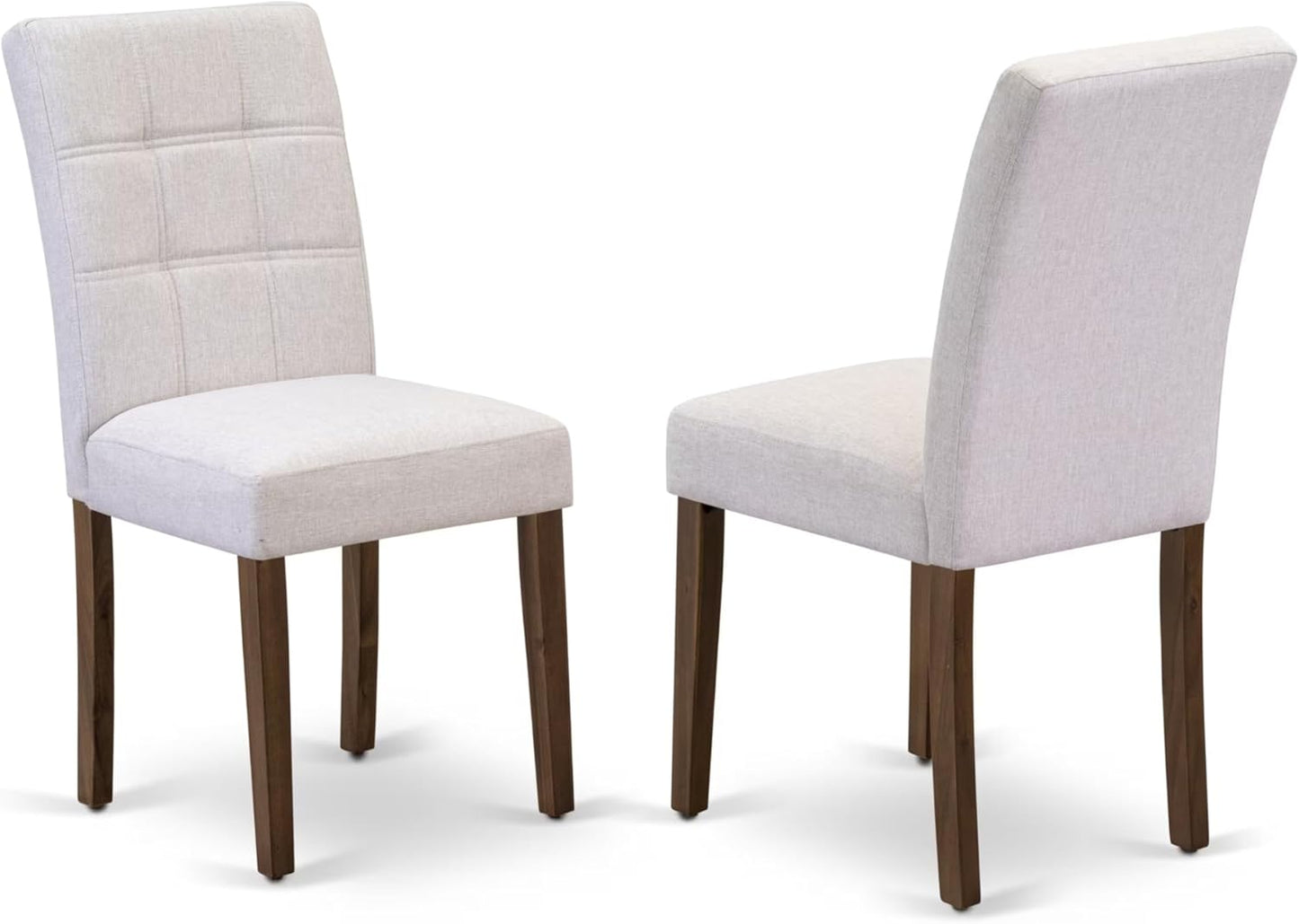 East West Furniture ANAS5-AWA-08 5 Piece Mid Century Dining Table Set Consists A Kitchen Table and 4 Mist Beige Polyester Fabric Dining Chairs, Antique Walnut