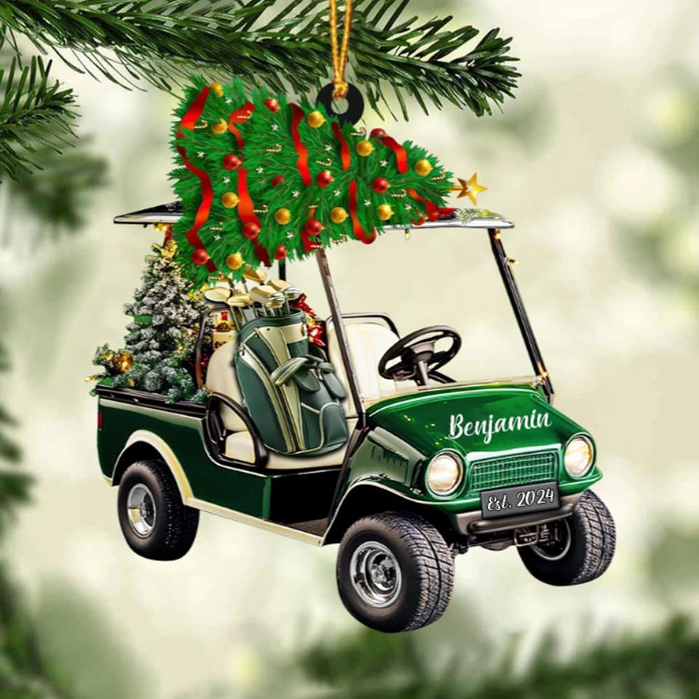 Personalized Golf Car Christmas Ornament, Christmas Ornament, Golf Cart Family, Golf Ornament, Golf Cart Ornament, Golf Christmas Ornaments, Golf Ornaments for Christmas Tree Gift for Golf Lovers/3