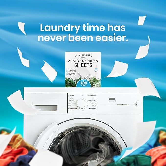 Natural Laundry Detergent Sheets - Eco-friendly Plant Based Liquidless Laundry Strips - Perfect For Home, Dorms, Travel & Camping