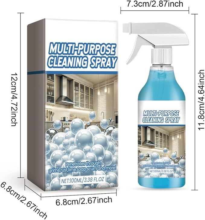 Grease Cleaner, Multi Purpose Degreaser Spray, 100ml Heavy Duty Kitchen Grime Remover, Harmless Liquid Cleaning Solution, Household Cleaner with Fast Action, For Window Glass Countertop Bathroom