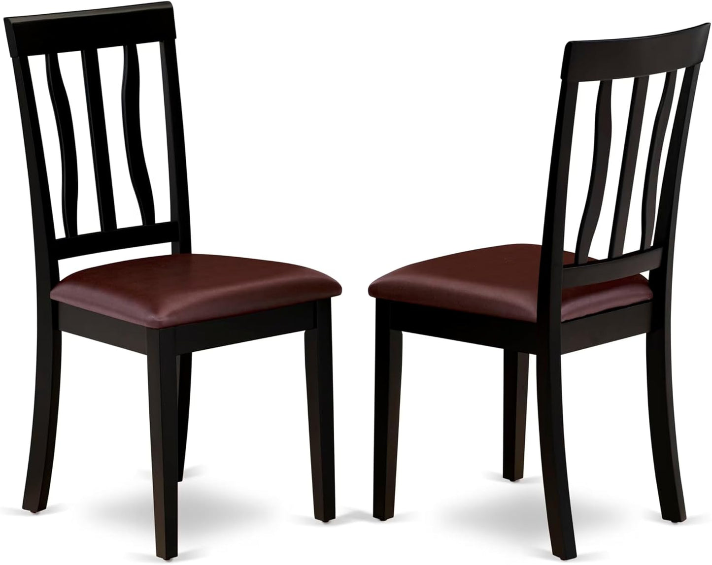 East West Furniture LGAN9-BLK-LC 9 Piece Dining Table Set Includes a Rectangle Dinner Table with Butterfly Leaf and 8 Faux Leather Dining Room Chairs, 42x84 Inch, Black