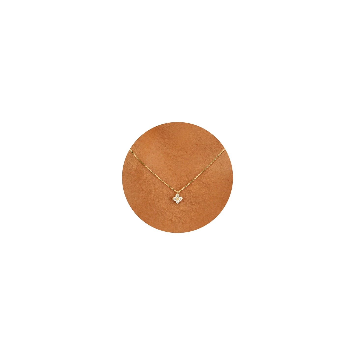 GUOKE Four Leaf Necklace - 14K Gold Plated Dainty Gold Necklace Simple Jewelry for Women