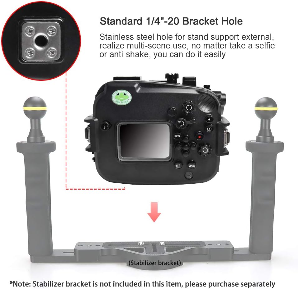 Sea frogs Underwater Camera Case Compatible with Canon EOS M6 Mark II 22MM IPX8 40m/130ft Maximum Diving Depth Waterproof Camera Housing for Diving, Surfing, Rowing, Skiing