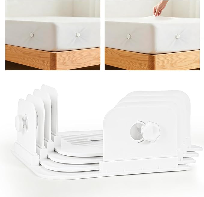 4Pcs Sheet Holders, Bed Sheet Holders for Corners, Lock Bed Sheet Holders, Fitted Sheet Holders Keep Sheets Firm & Tight, Universal Fitted Sheet Holder for All Mattress Sizes, White
