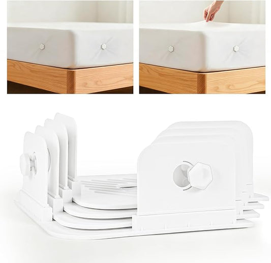 4Pcs Sheet Holders, Bed Sheet Holders for Corners, Lock Bed Sheet Holders, Fitted Sheet Holders Keep Sheets Firm & Tight, Universal Fitted Sheet Holder for All Mattress Sizes, White